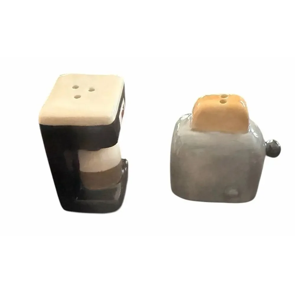 Cracker Barrel Salt & Pepper Shakers Mini Coffee Maker & Toaster Set 3525-63